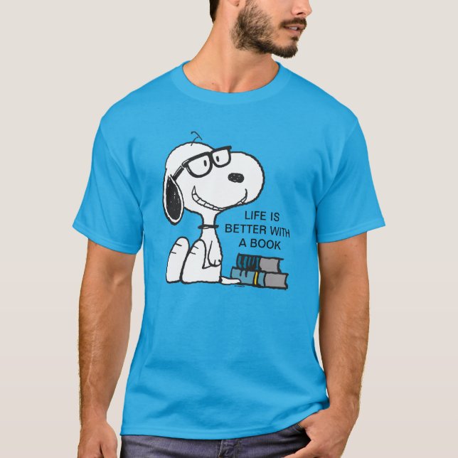 Snoopy "Jag har läst min bedutid" T Shirt (Framsida)