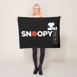 Snoopy Japansk typografi - grafik Fleecefilt