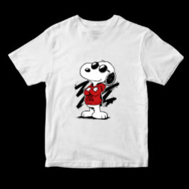 Snoopy Joe Cool Stilig Handritad Tecknad Film T Shirt