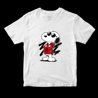 Snoopy Joe Cool Stilig Handritad Tecknad Film T Shirt