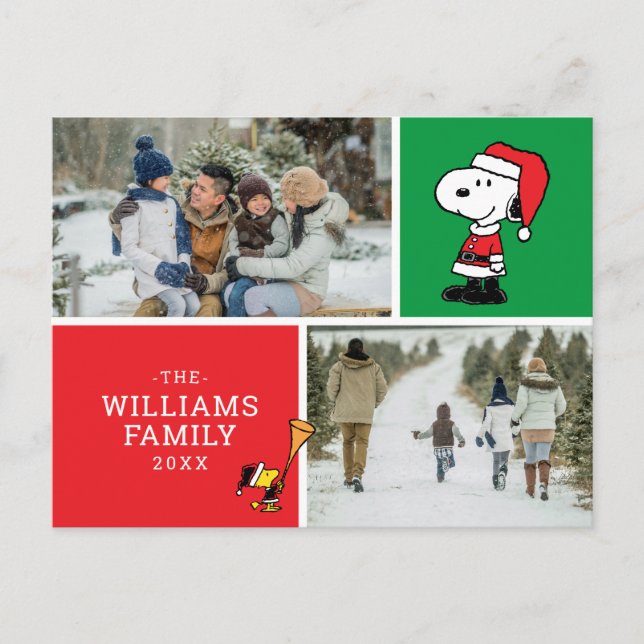 Snoopy Jultomten julfamiljens fotopaket Helg Vykort (Framsida)