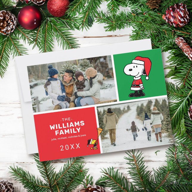 Snoopy Jultomten julfamiljens fotopaket Julkort (Card on table)