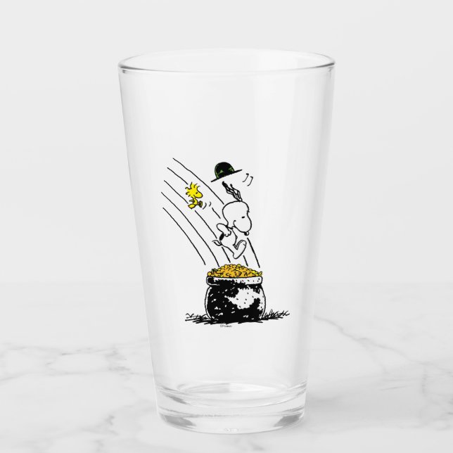 Snoopy Jumping in i Pot of Guld Glaskopp (Framsida)