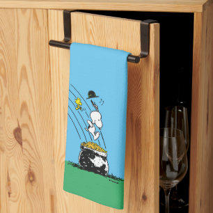 Snoopy Jumping in i Pot of Guld Kökshandduk