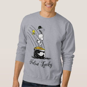 Snoopy Jumping in i Pot of Guld Lång Ärmad Tröja