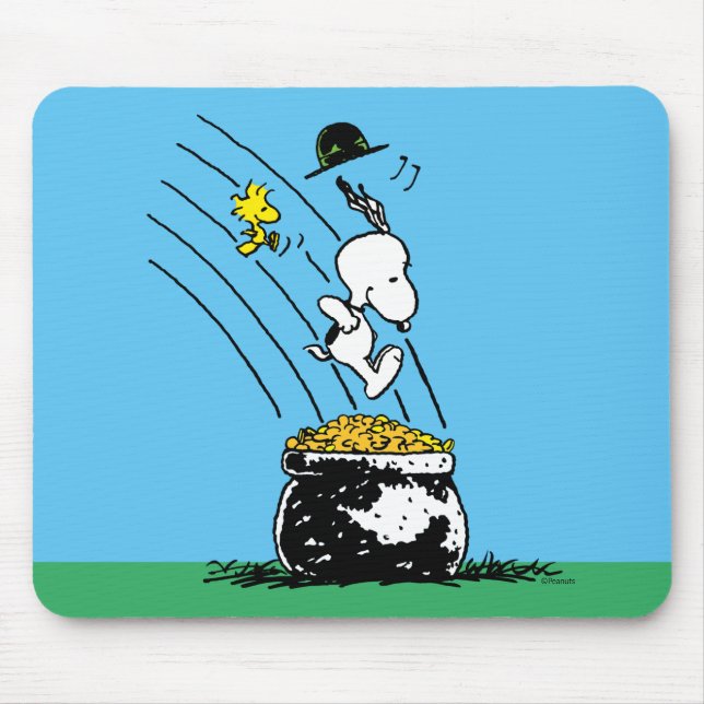 Snoopy Jumping in i Pot of Guld Musmatta (Framsidan)