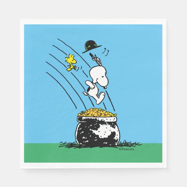 Snoopy Jumping in i Pot of Guld Pappersservett (Framsidan)