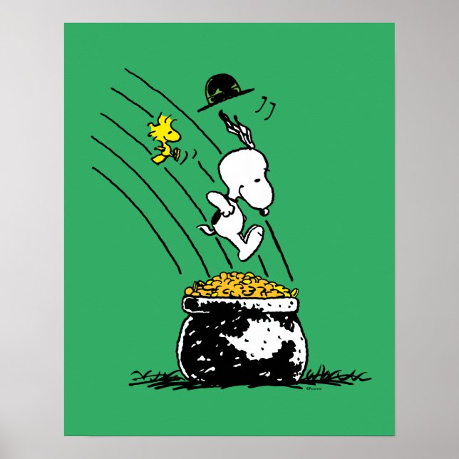 Snoopy Jumping in i Pot of Guld Poster (Framsidan)