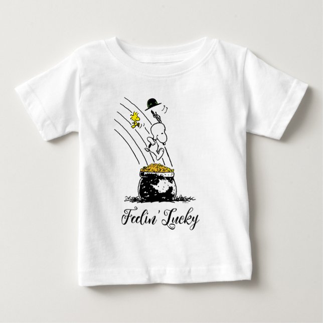 Snoopy Jumping in i Pot of Guld T Shirt (Framsida)