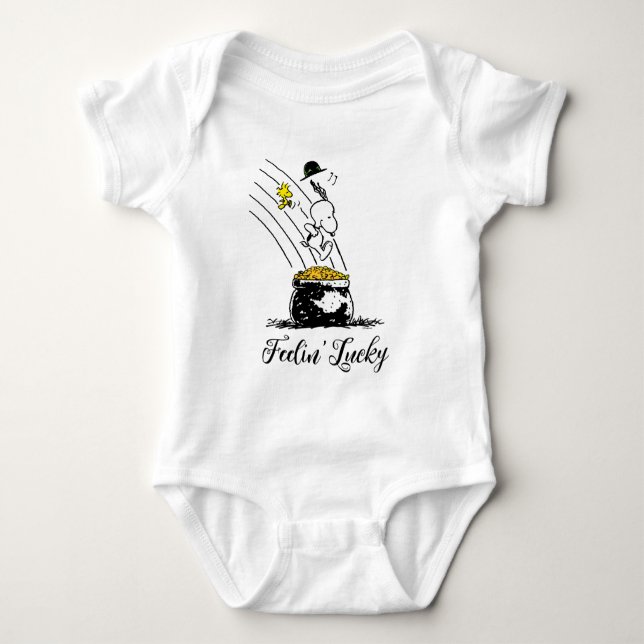 Snoopy Jumping in i Pot of Guld T Shirt (Framsida)