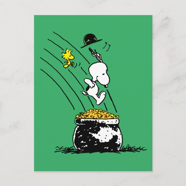 Snoopy Jumping in i Pot of Guld Vykort (Framsida)