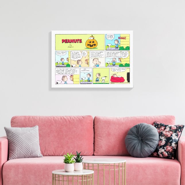 Snoopy & Linus | Underbar Pumpkin News Canvastryck (Insitu (Vardagsrum))