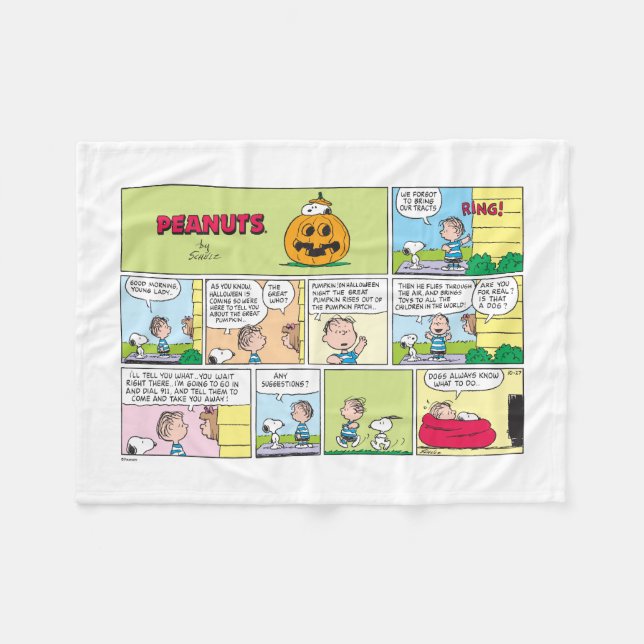 Snoopy & Linus | Underbar Pumpkin News Fleecefilt (Framsidan (Horisontell))