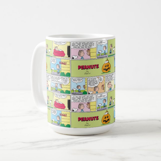 Snoopy & Linus | Underbar Pumpkin News Kaffemugg (Framsida vänster)