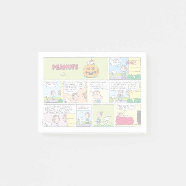 Snoopy & Linus | Underbar Pumpkin News Post-it Block (Framsida)