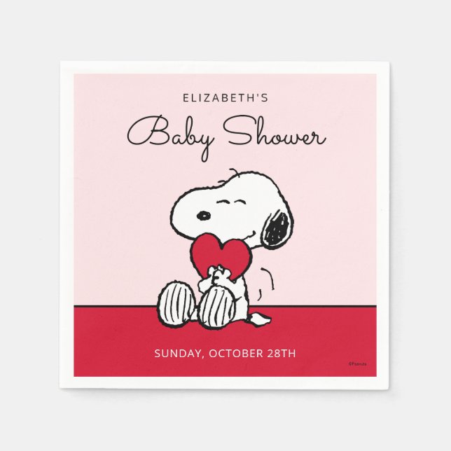 Snoopy | Little Sweetheart Baby Shower Napkins Pappersservett (Framsidan)