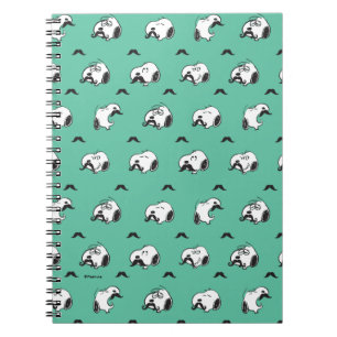 Snoopy Mustacher & Teal Mönster Anteckningsbok