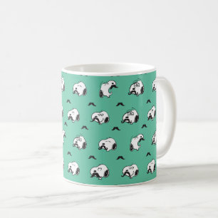 Snoopy Mustacher & Teal Mönster Kaffemugg