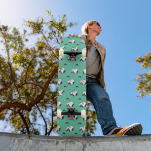 Snoopy Mustacher & Teal Mönster Mini Skateboard Bräda 18,5 Cm