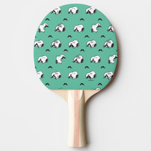 Snoopy Mustacher & Teal Mönster Pingisracket (Framsidan)