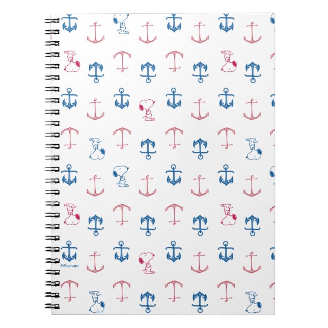 Snoopy Nautical Anchor Mönster Anteckningsbok (Framsidan)