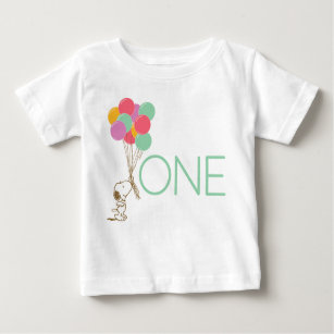 Snoopy och ballonger 1:a födelsedag Baby T-Shirt