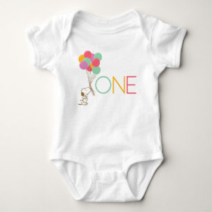 Snoopy och ballonger 1:a födelsedag Baby T-Shirt