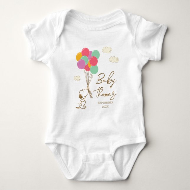 Snoopy och ballonger | Baby kommer snart T Shirt (Framsida)