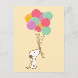 Snoopy och ballonger vykort