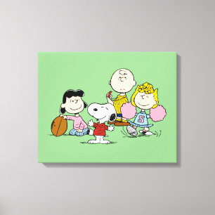 Snoopy och Gang Play Football Canvastryck