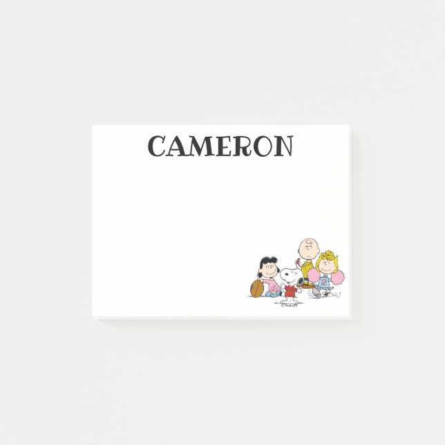 Snoopy och Gang Play Football Post-it Block (Framsida)