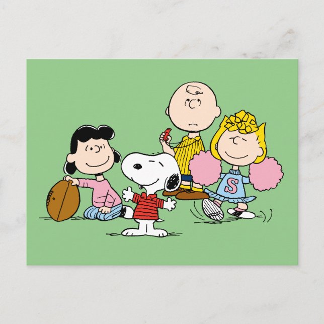 Snoopy och Gang Play Football Vykort (Framsida)