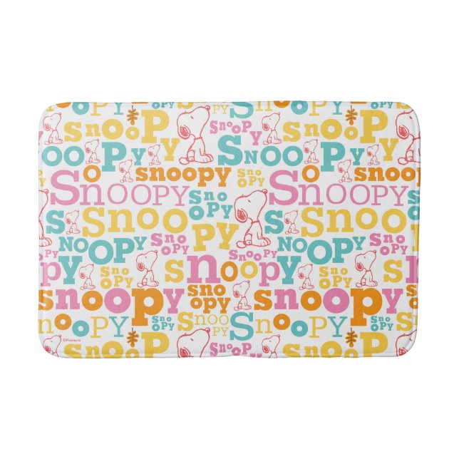 Snoopy Pastel Text Pattern Badrumsmatta (Framsidan)