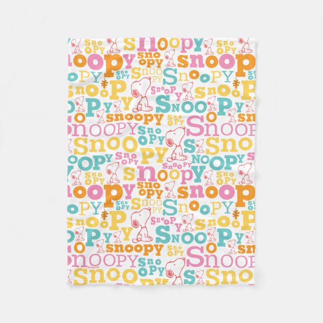 Snoopy Pastel Text Pattern Fleecefilt (Framsidan)