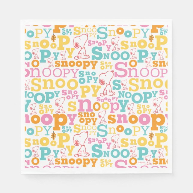 Snoopy Pastel Text Pattern Pappersservett (Framsidan)