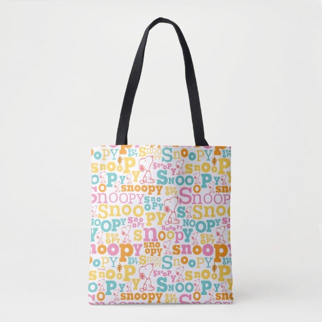 Snoopy Pastel Text Pattern Tygkasse (Framsida)