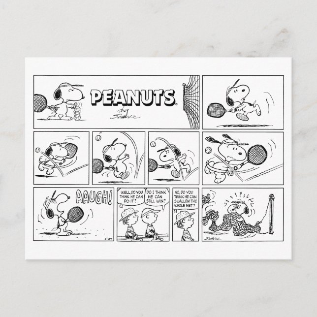 Snoopy Plays Tennis Vykort (Framsida)