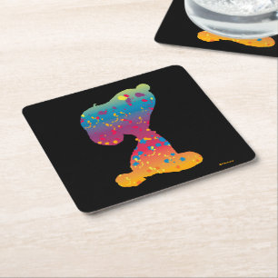Snoopy Rainbow Graffiti Silhouette Underlägg Papper Kvadrat