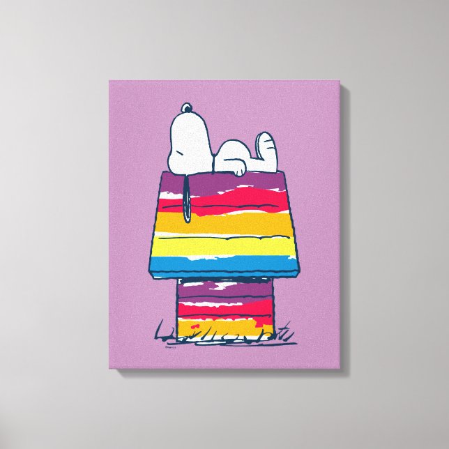 Snoopy | Rainbow Hund House Canvastryck (Framsida)