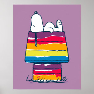 Snoopy Rainbow Hund House Poster
