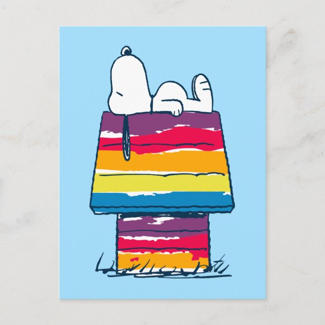 Snoopy | Rainbow Hund House Vykort (Framsida)