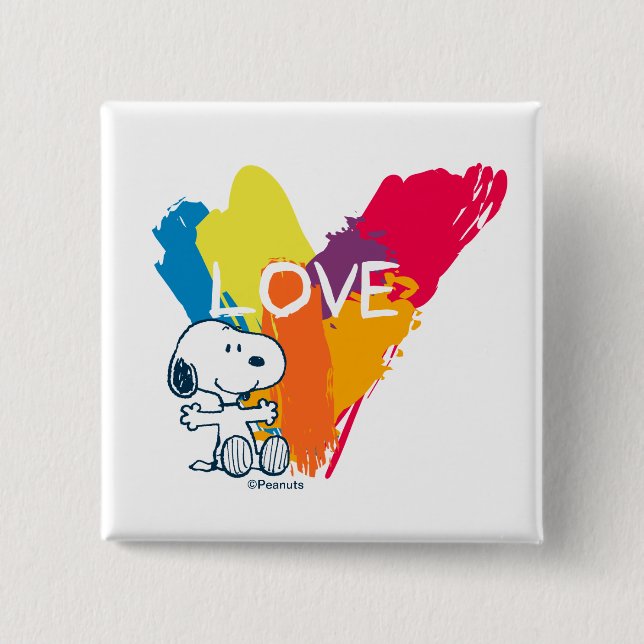 Snoopy | Rainbow Kärlek Heart Knapp (Framsida)