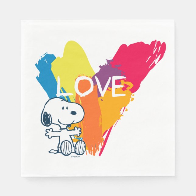 Snoopy | Rainbow Kärlek Heart Pappersservett (Framsidan)