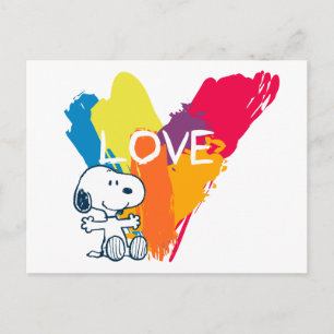 Snoopy   Rainbow Kärlek Heart Vykort