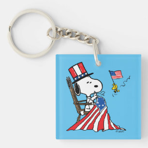 Snoopy Sewing 4:e juli Flagga