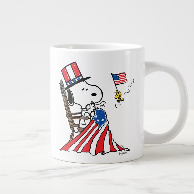Snoopy Sewing 4:e juli Flagga Jumbo Mugg (Höger)