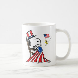 Snoopy Sewing 4:e juli Flagga Kaffemugg