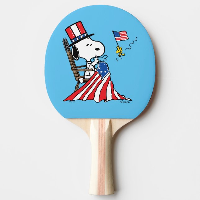 Snoopy Sewing 4:e juli Flagga Pingisracket (Framsidan)