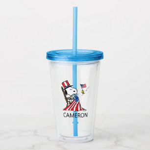 Snoopy Sewing 4:e juli Flagga Take Away Mugg