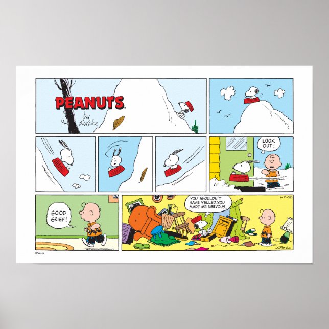 Snoopy slädfärd Matskål Poster (Framsidan)